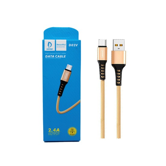 DENMEN FAST CHARGING DATA CABLE D02V FOR MICRO 2.4A GOLD
